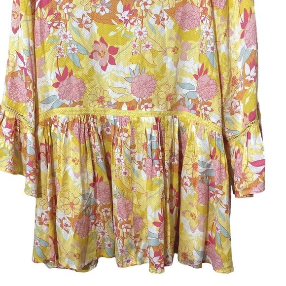 TORRID Plus Size 1X Baby Doll Top Yellow floral Ruffle Blouse - Picture 6 of 11